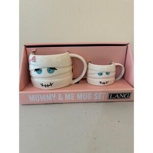 LANG Mummy & Me Mug Set Hand Painted Ceramic Halloween Coffee Cup 2 Piece New